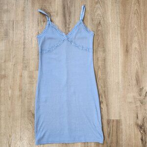 Ambiance Lilac Purple Lace Trim Ribbed Mini Dress Y2K 90s Lingerie Bodycon Sz S